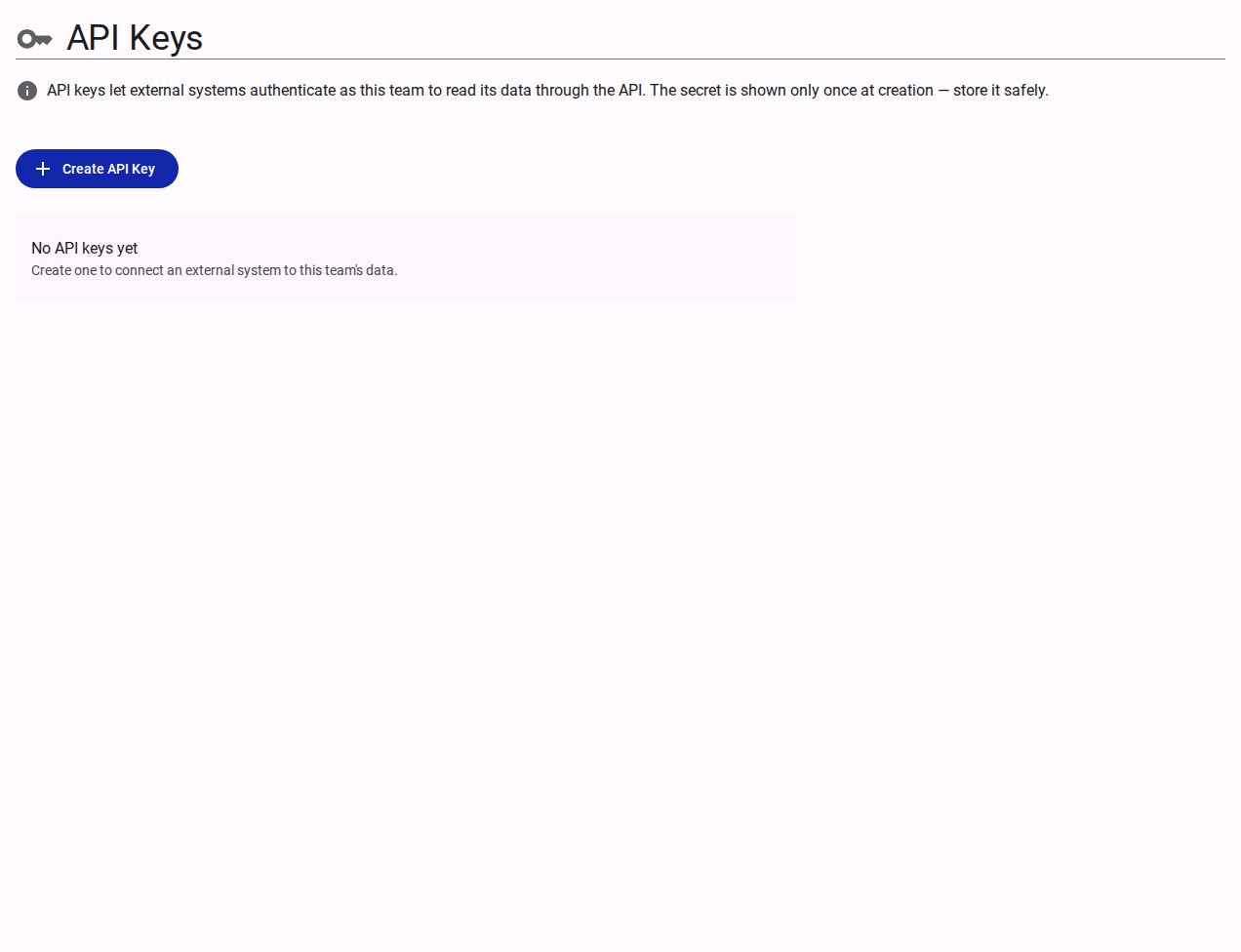 API Keys Panel