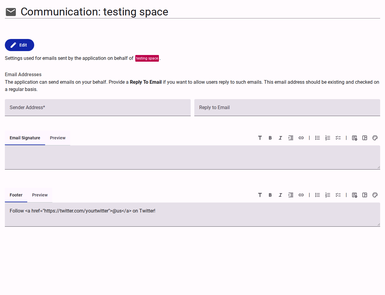 Team Communication Settings