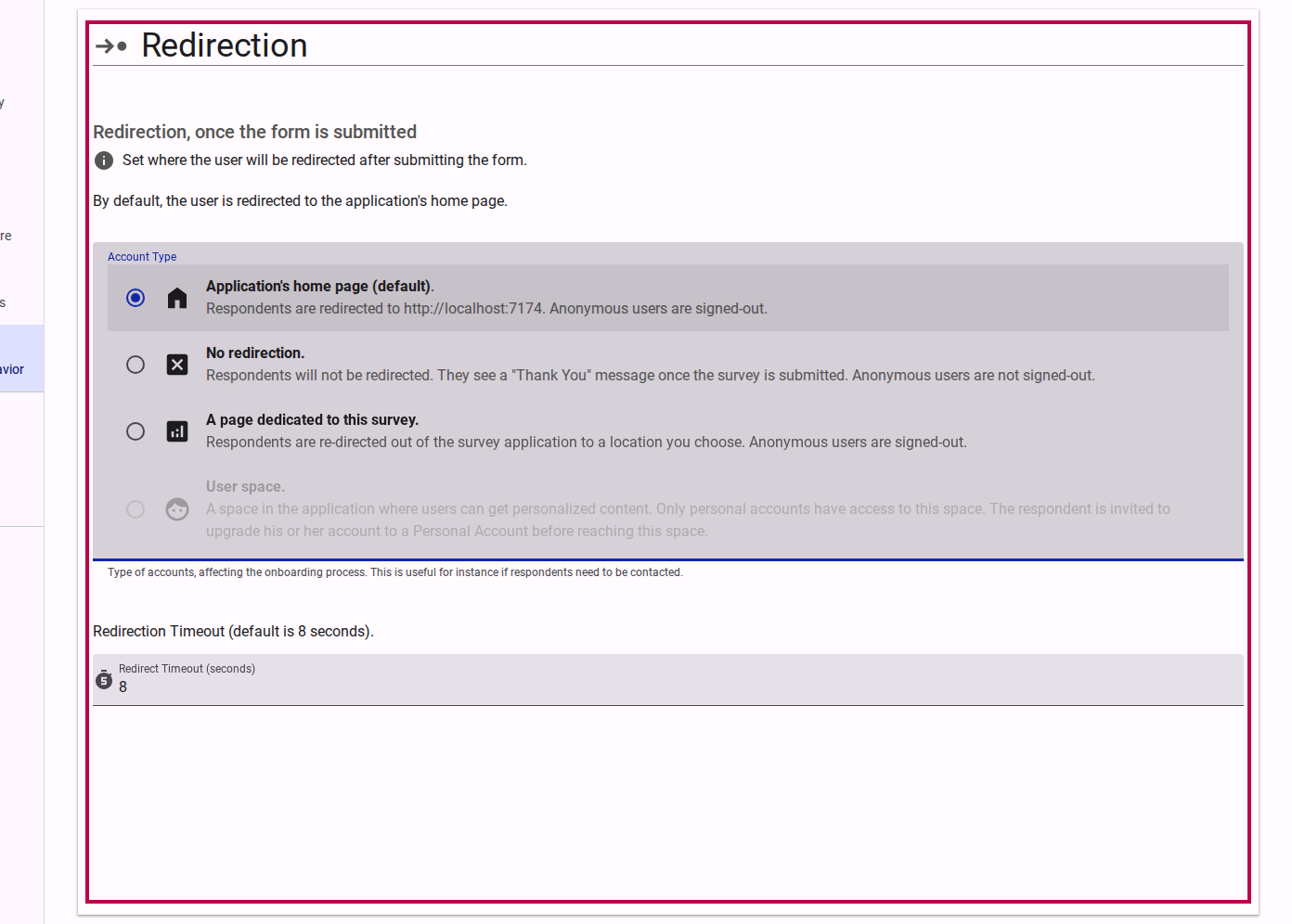 Home Page option selected