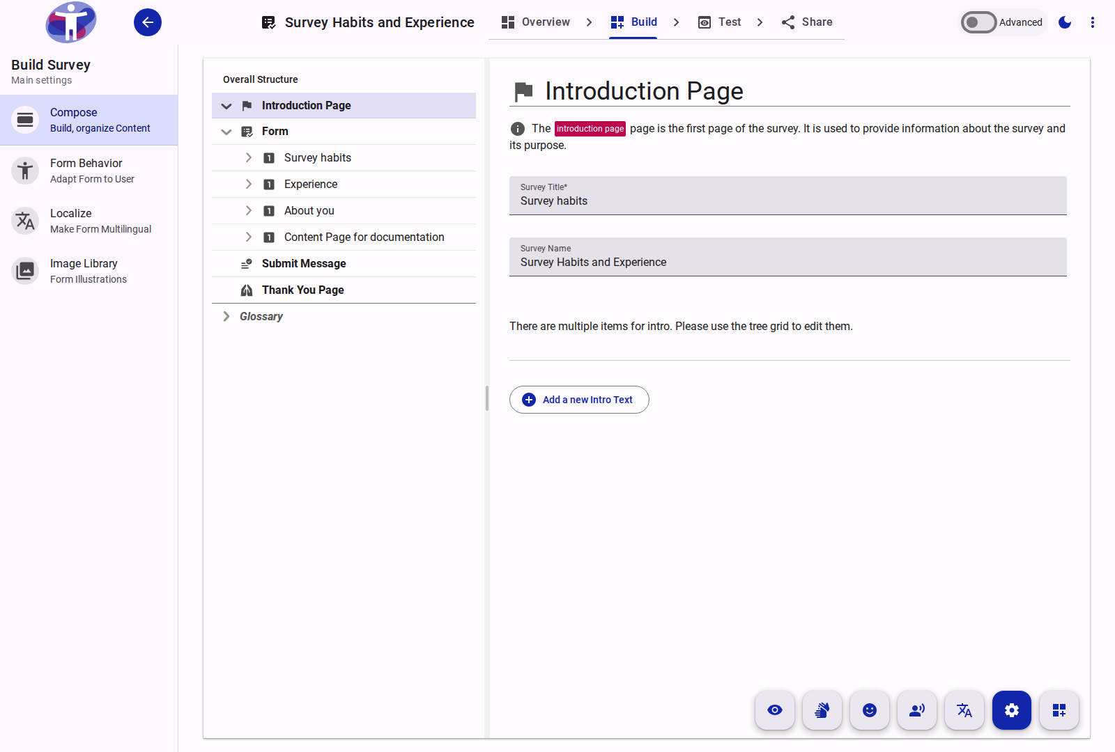 A Text Page in the Compose tool.