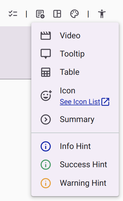 The new content menu