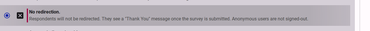 Select the No Redirection option