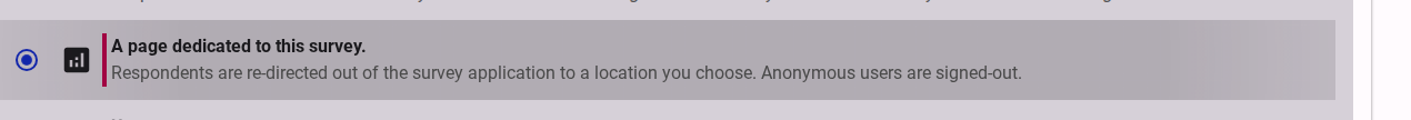 Select a page dedicated to the survey