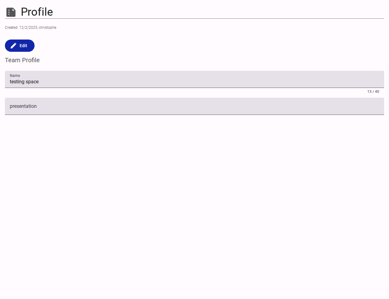 Team Profile Settings