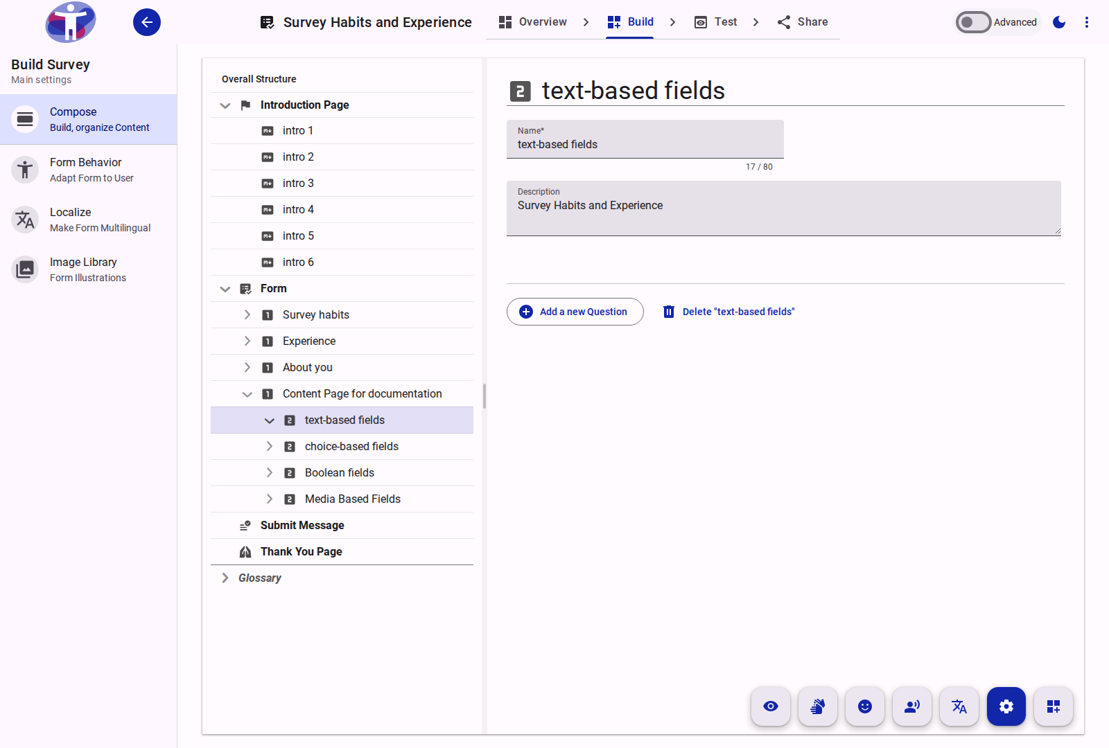 A Section in the Compose tool.