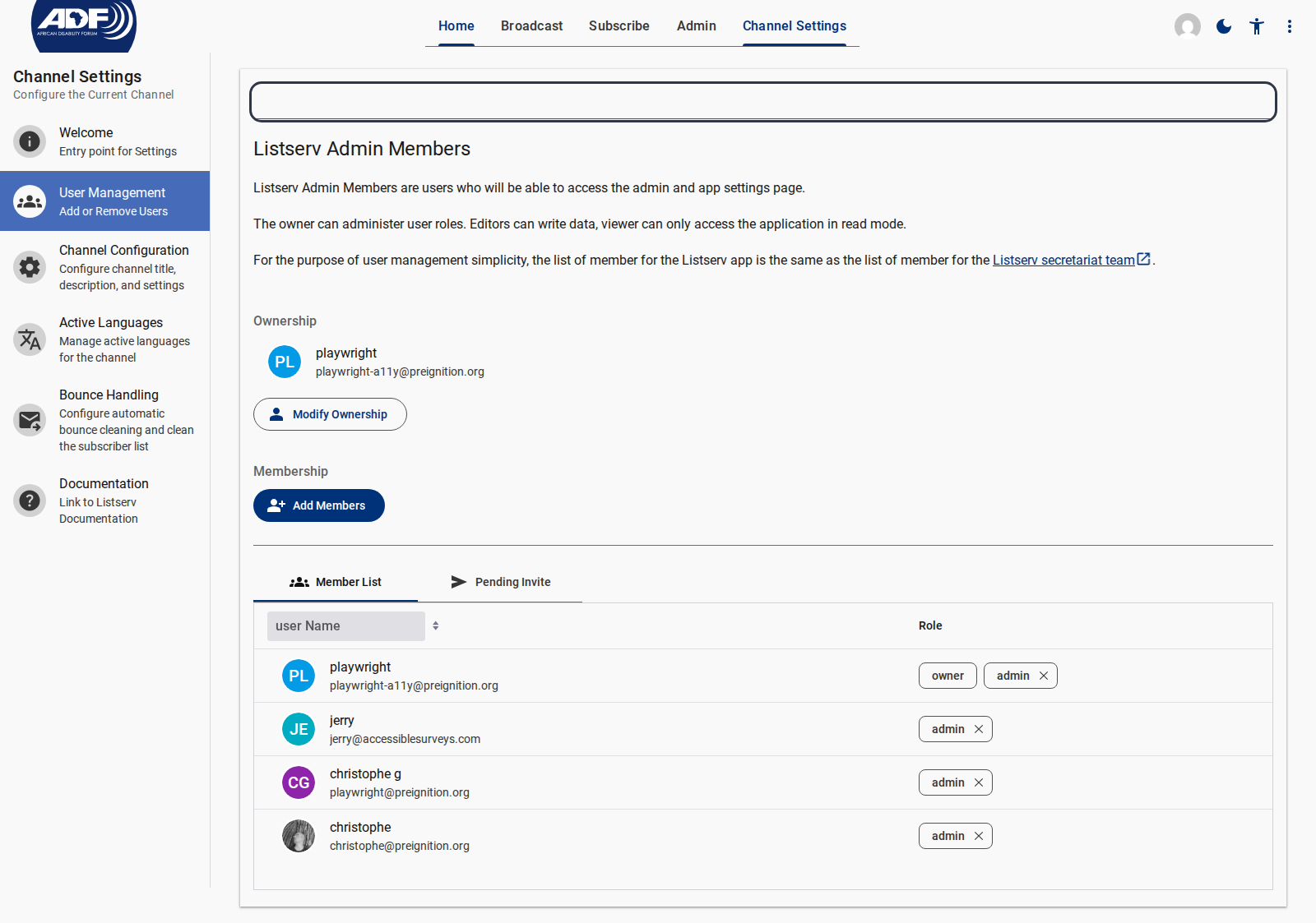 Full User Management Interface