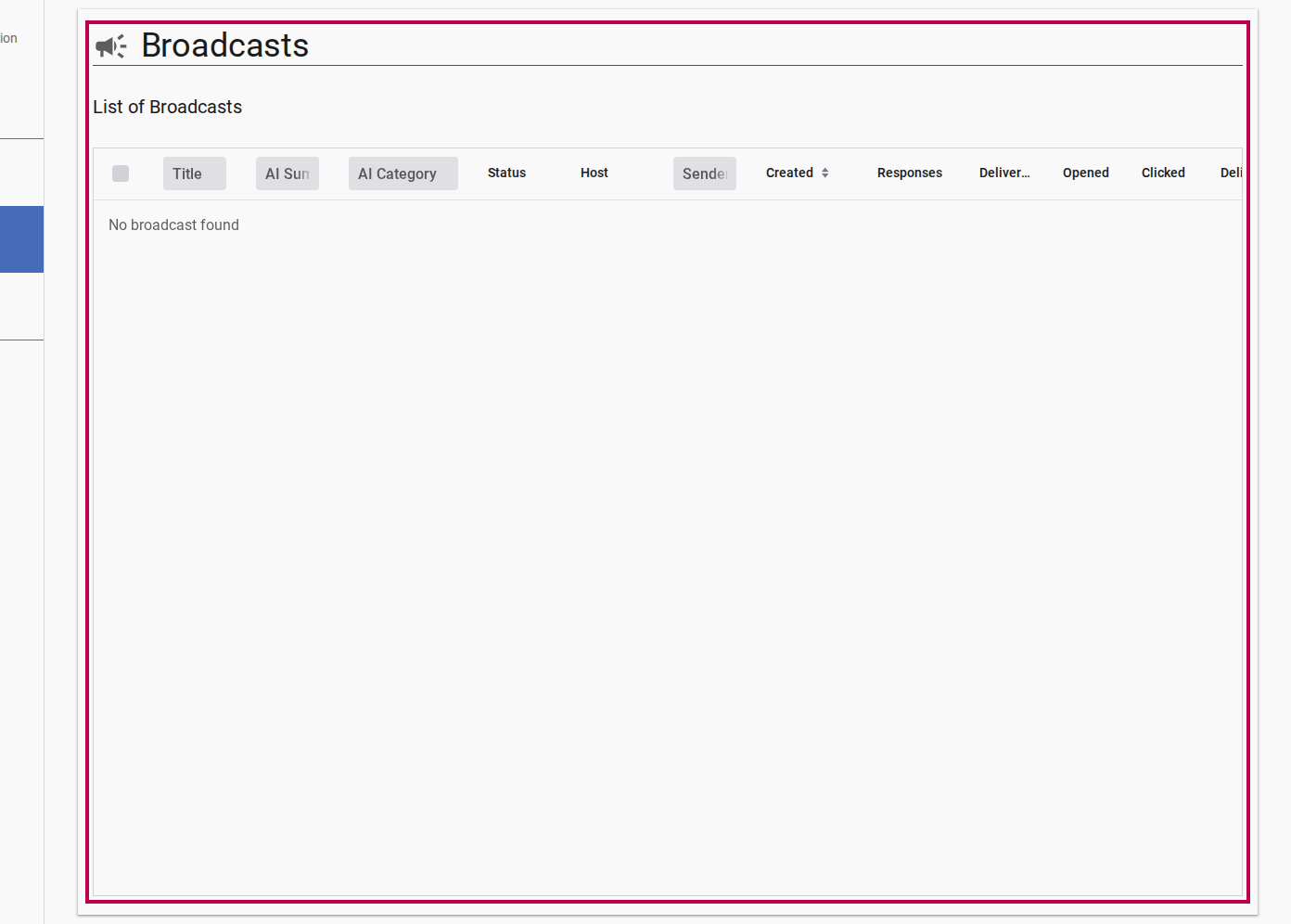 Admin Broadcasts Dashboard