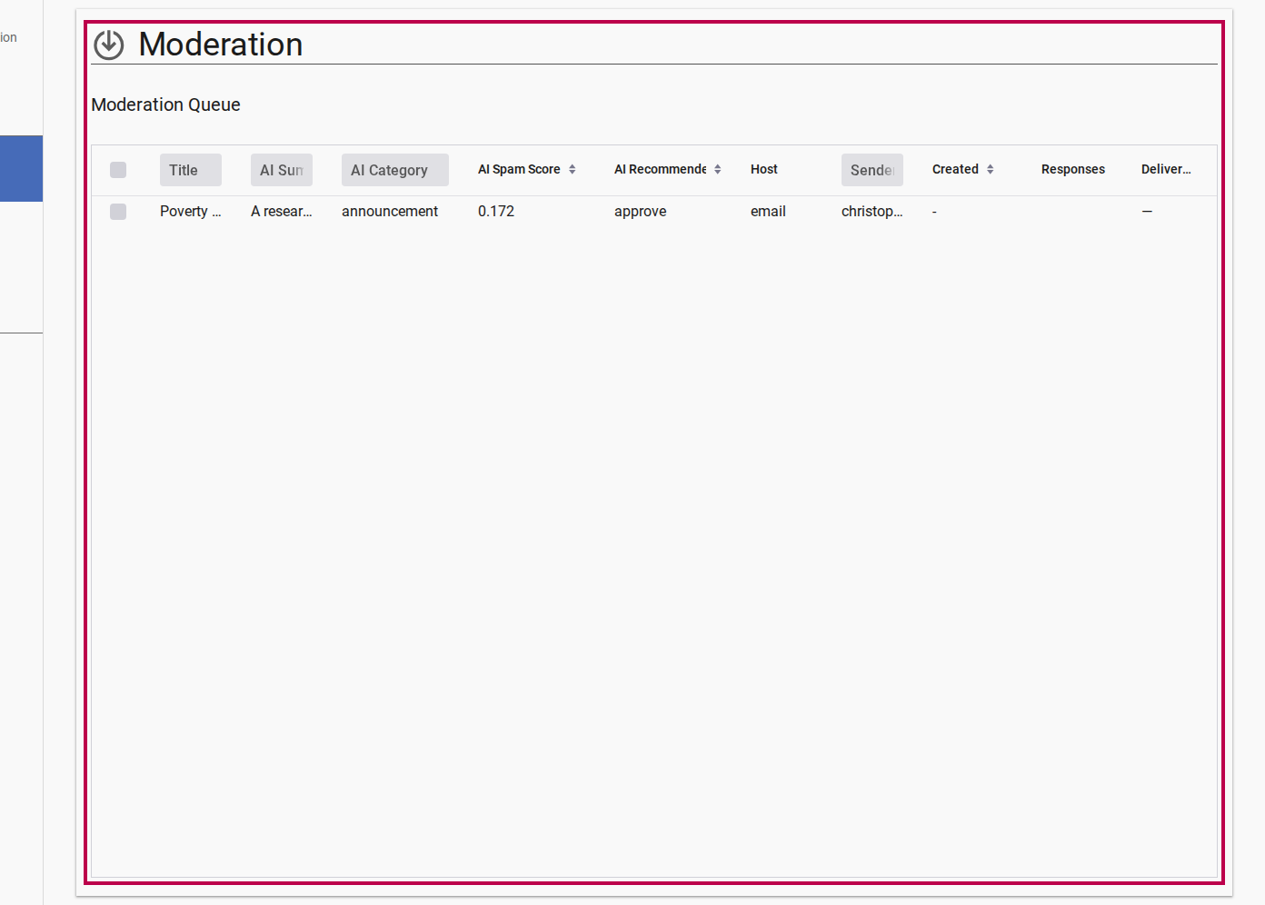 Admin Moderation Queue
