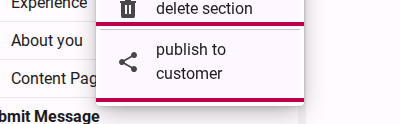Right-click on section to publish to customer