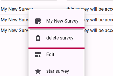 Right click survey to open context menu and select delete