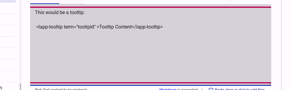 Tooltip syntax in the Markdown editor