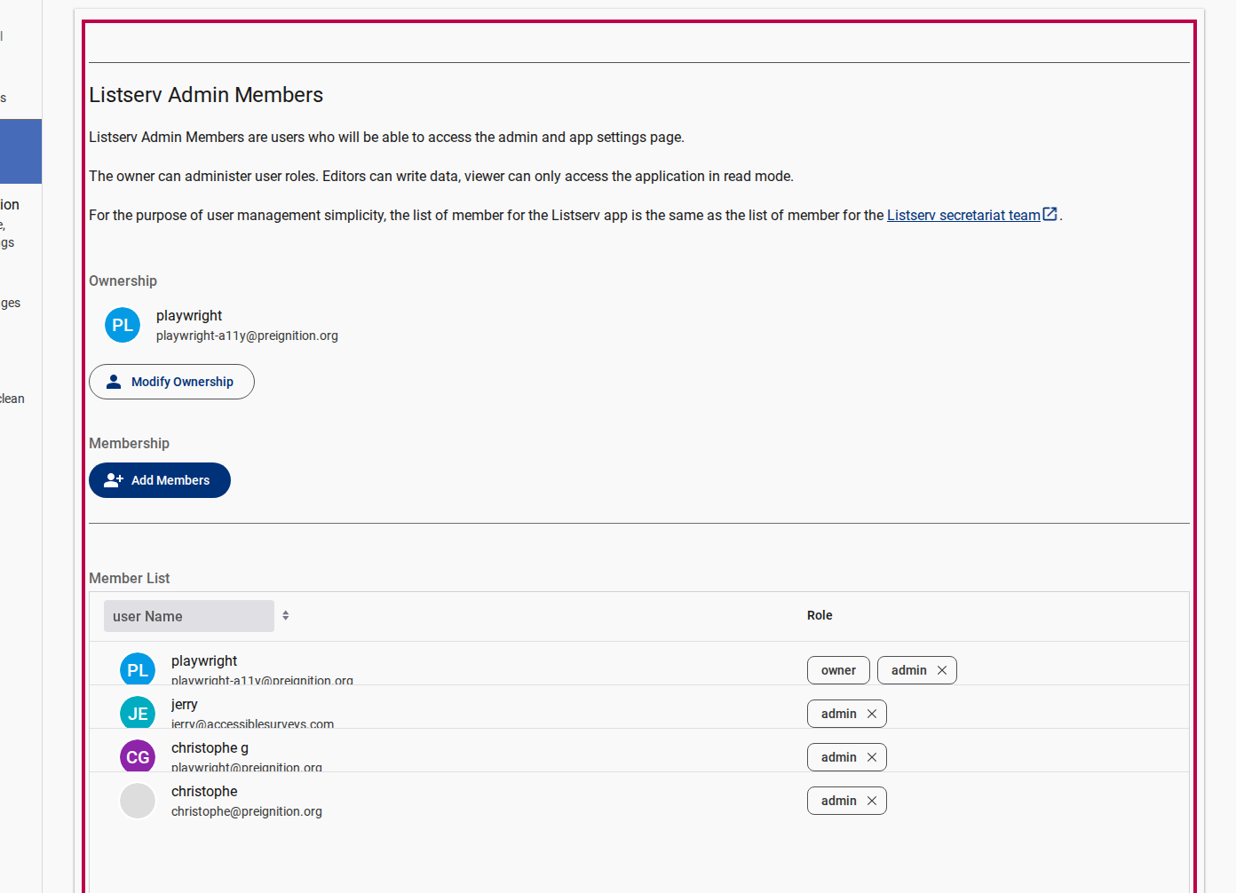 User Management Interface