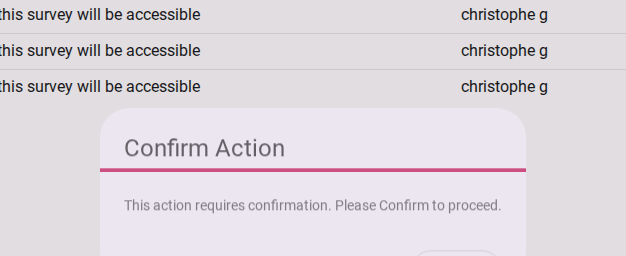 Confirm action dialog
