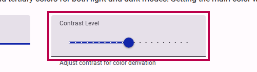 Contrast settings and warnings