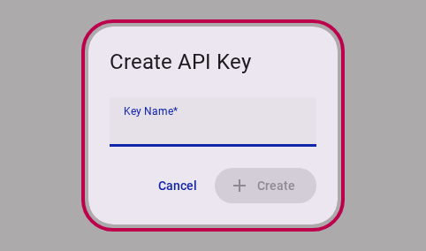Create API Key dialog