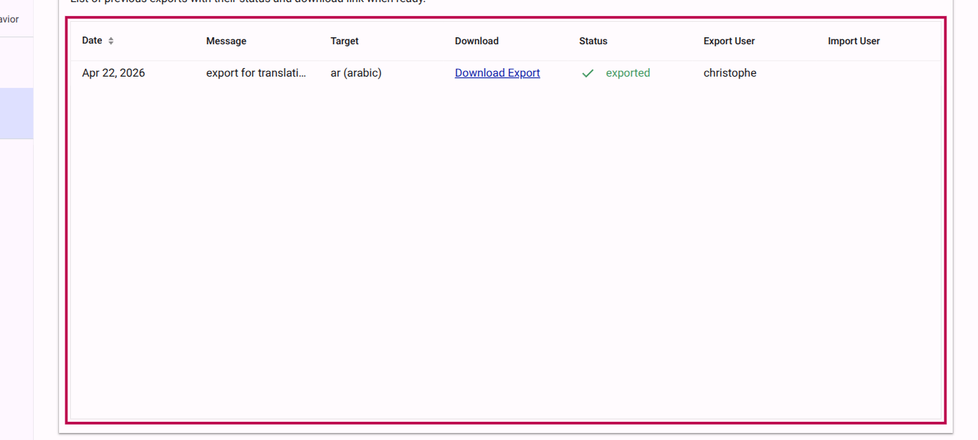 Translating the exported file