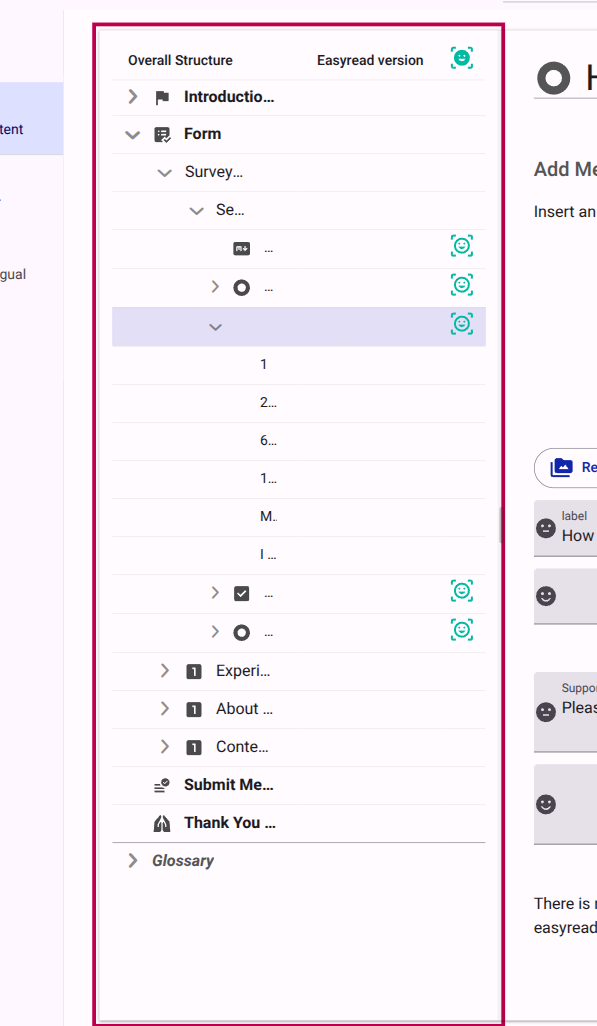 Easy Read icon in the structure tree