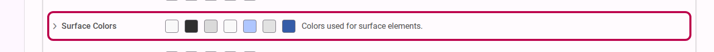 Surface colors settings