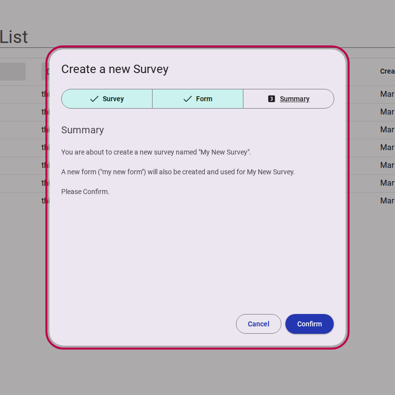 Review survey details