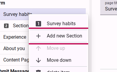 Right click to add section