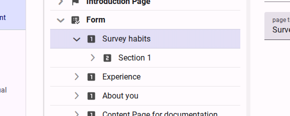 Select the new section in tree view