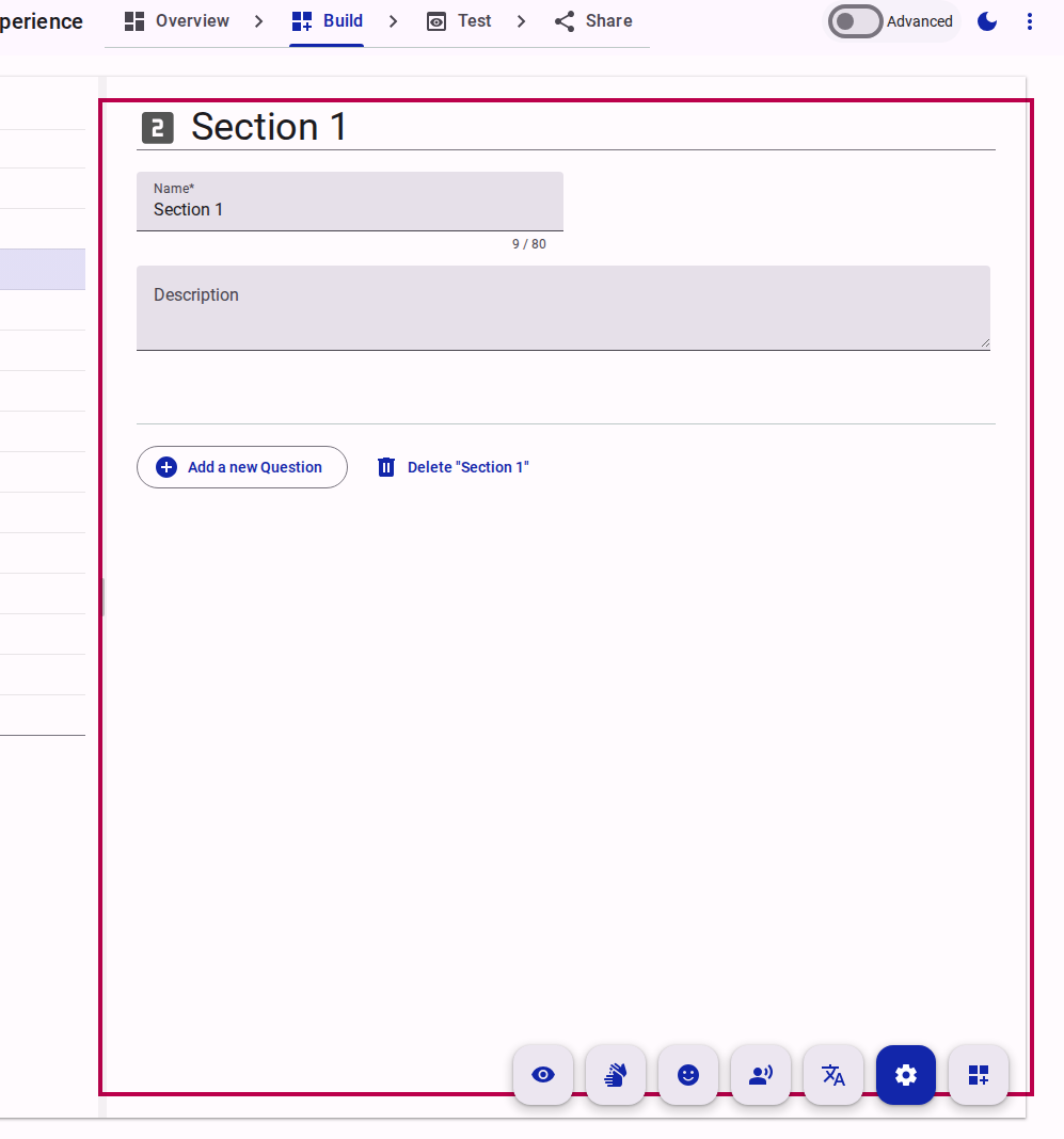 Configure the new section