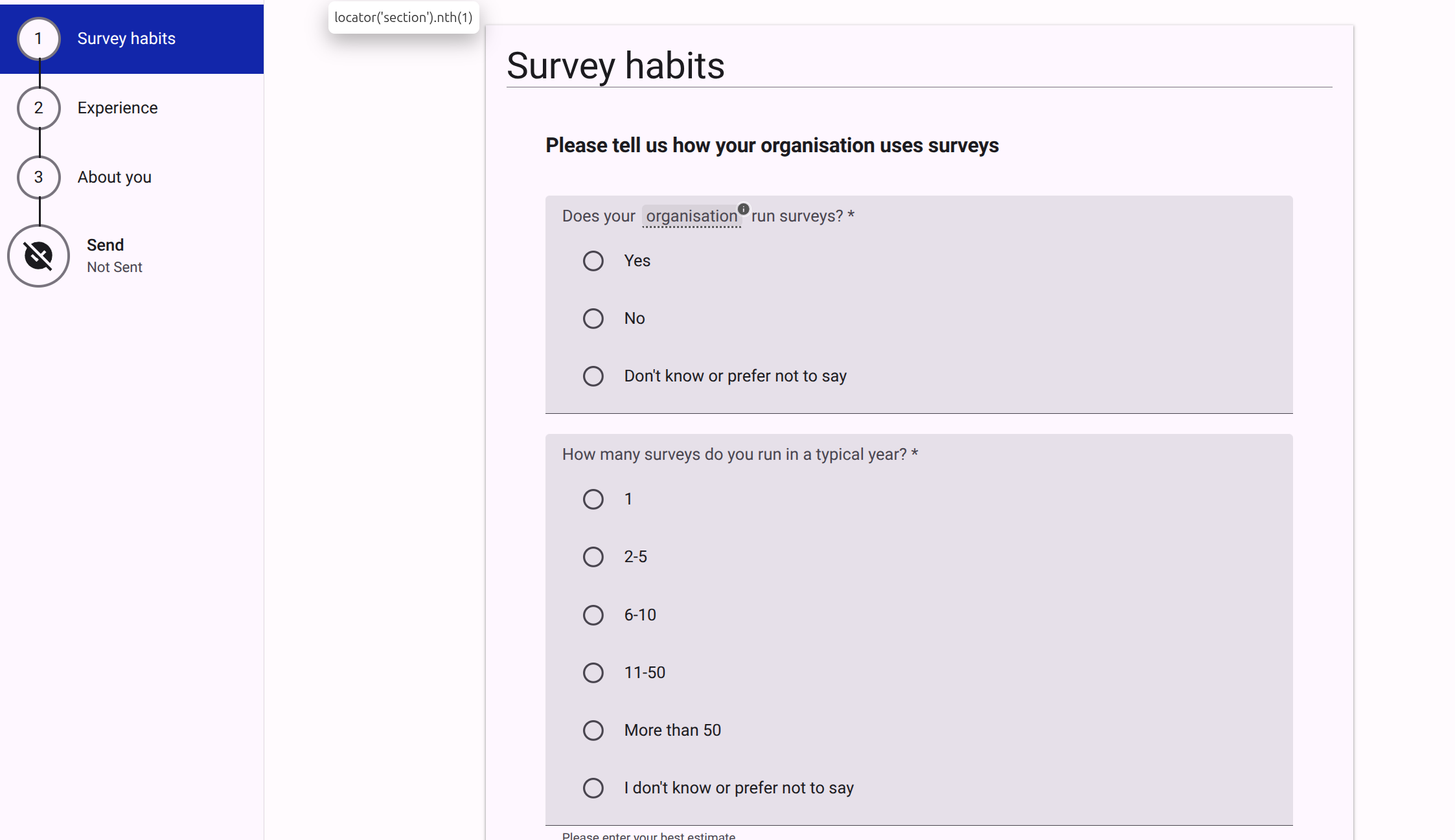 Test view of the form