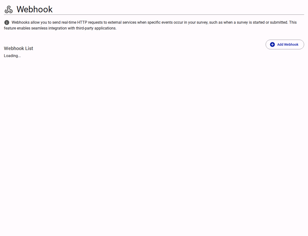 Webhook settings content